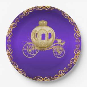 Paarse Gouden Koninklijke Koets Papieren Bordje
