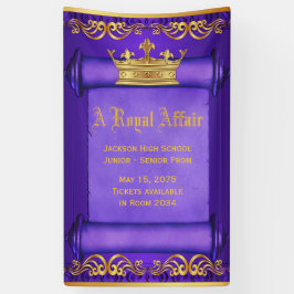 Paarse Gouden Koninklijke Kroonbanner Spandoek