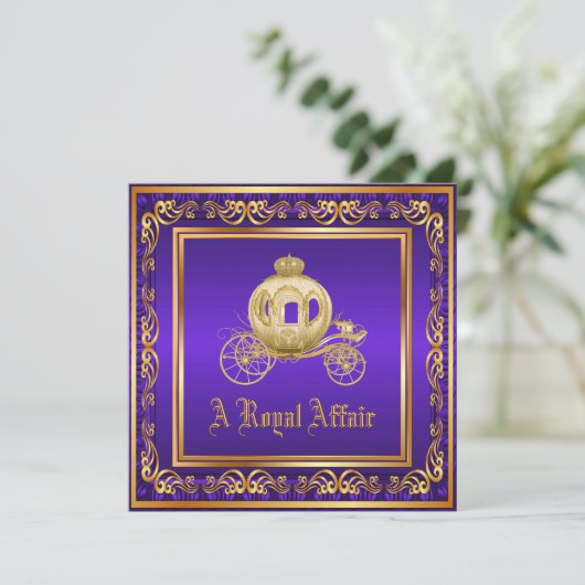 Paarse Gouden Koninklijke Verjaardagsfeest Bedrijf Kaart (Staand voorkant)