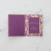 Paarse gouden koraal bloemig 90ste verjaardag Bedankkaart (Binnen)