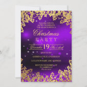 Paarse Gouden Krans Kerstfeest Uitnodiging (Voorkant)