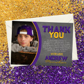 Paarse & gouden krijtbord Afstuderen dank u kaart