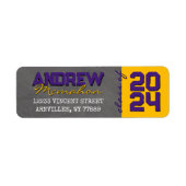 Paarse gouden krijtbord Afstuderen retouradres Etiket (Voorkant)