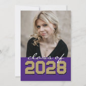 Paarse & Gouden Krijtbord Filmstrip Afstuderen Kaart (Achterkant)