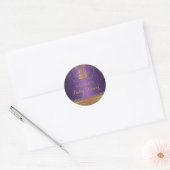 Paarse & Gouden Kroon Baby shower Sticker (Envelop)