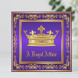 Paarse Gouden Kroon Royal Verjaardag Bedrijfsfeest Kaart