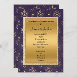 Paarse gouden kroonluchter bruiloft alle gelegenhe kaart