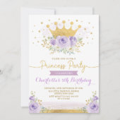 Paarse Gouden Kroonprinses Verjaardag Lila Bloemen Kaart (Voorkant)