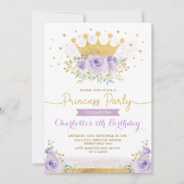 Paarse Gouden Kroonprinses Verjaardag Lila Bloemen Kaart