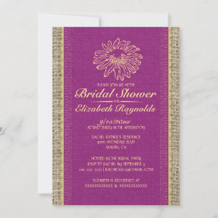 Paarse gouden  Lace Bridal Shower Invitaties Kaart