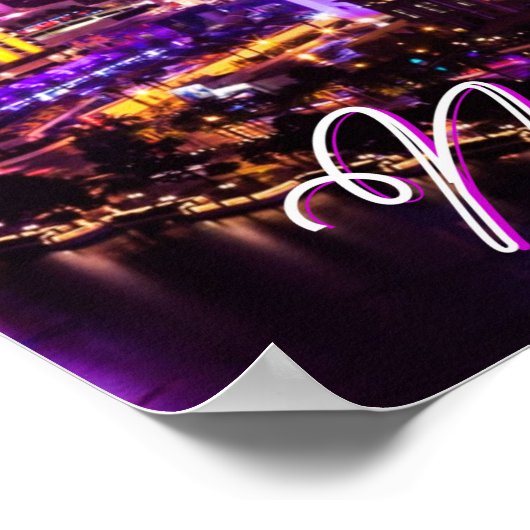 Paarse & gouden Las Vegas Vibes Nevada Skyline Poster (Hoek)