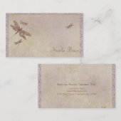 Paarse & gouden libellen Dragonfly Glam Sparkle Visitekaartje (Voorkant / Achterkant)