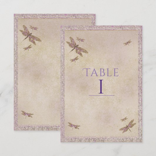 Paarse & gouden libellen Dragonfly Tafelnummer (Voorkant / Achterkant)