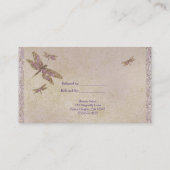 Paarse & gouden libellen Dragonfly Verwijs een vri Aanbevelingskaartje (Achterkant)