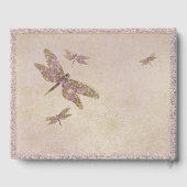 Paarse & gouden libellen Dragonfly Wedding Party Gastenboek (Achterkant)