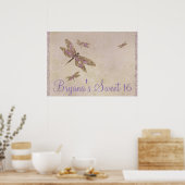 Paarse & Gouden Libellen Libel Feest Banner Poster (Keuken)