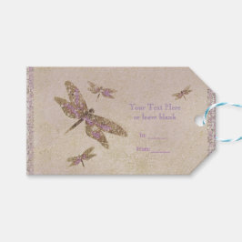 Paarse & Gouden Libellen Libel Feest Favor Cadeaulabel