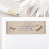 Paarse & Gouden Libellen Libel Uitnodiging Etiket (Insitu)