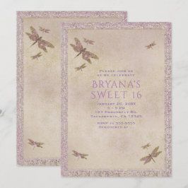 Paarse & Gouden Libellen Libel Uitnodigingen