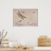 Paarse & Gouden Libellen Libellen Feest Banner Poster (Keuken)