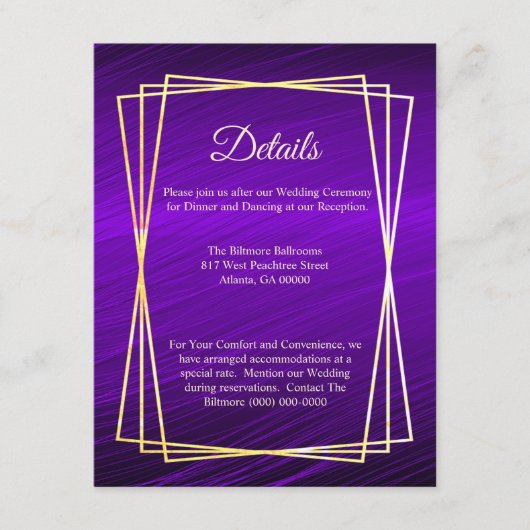 Paarse gouden Lijst Informatiekaartje (Voorkant)