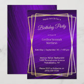 Paarse gouden Lijst verjaardag Kaart (Voorkant / Achterkant)