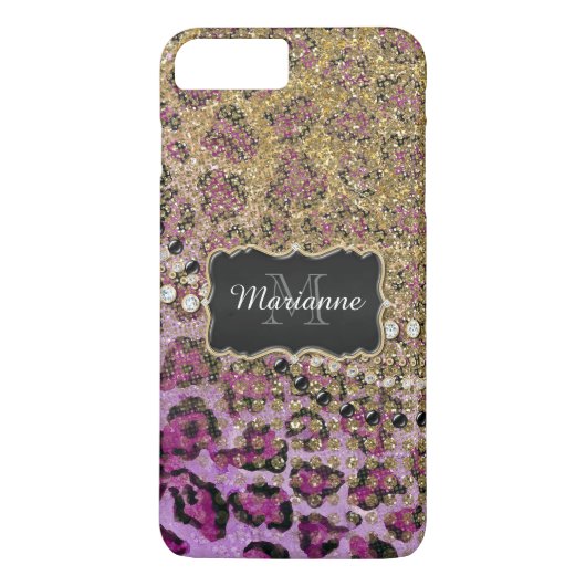 Paarse Gouden Luipaard Dierprint Glitter Uiterlijk Case-Mate iPhone Case (Achterkant)