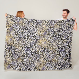 Paarse gouden luipaard print fleece deken