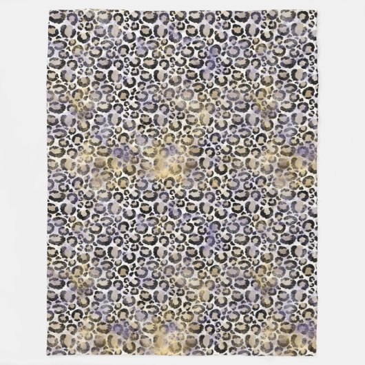 Paarse gouden luipaard print fleece deken (Voorkant)