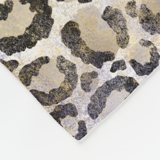 Paarse gouden luipaard print fleece deken (Hoek)