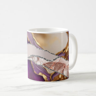 Paarse Gouden Luxe Elegant Ontwerp Vloeibare Textu Koffiemok