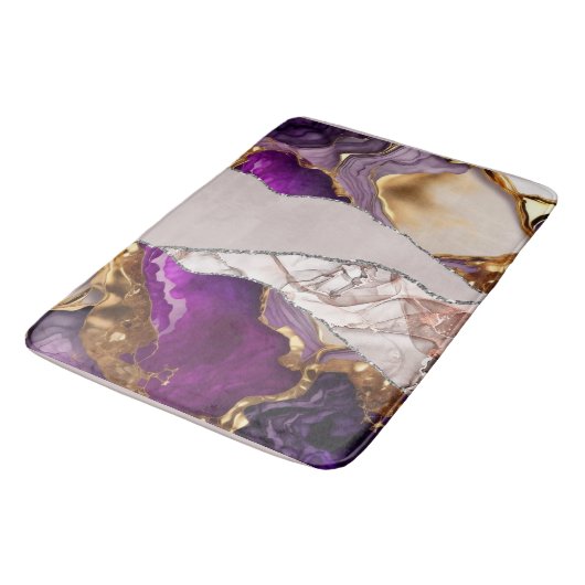 Paarse gouden luxe elegante design vloeibare textu badmat (Gekanteld)
