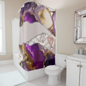 Paarse gouden luxe elegante design vloeibare textu douchegordijn (In situ)