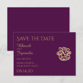 Paarse Gouden Mandala Indiase bruiloft Save the Da Date (Voorkant / Achterkant)