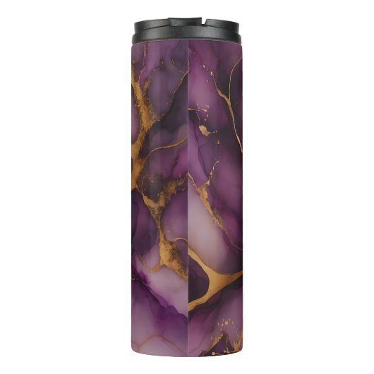 Paarse gouden marmer Abstract Thermosbeker (Achterkant)