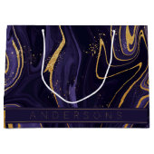 Paarse gouden marmer-effect naam Merry Kerstry Groot Cadeauzakje (Voorkant)