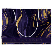 Paarse gouden marmer-effect naam Merry Kerstry Groot Cadeauzakje (Achterkant)