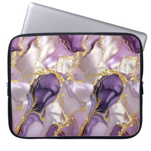 Paarse Gouden Marmer Laptophoes Luxe Case