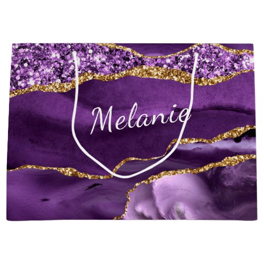 Paarse Gouden Marmer Zakje met Eigen Naam als Cade (Voorkant)