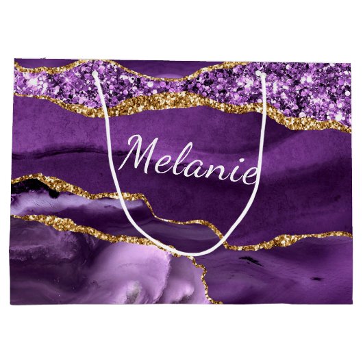 Paarse Gouden Marmer Zakje met Eigen Naam als Cade (Achterkant)