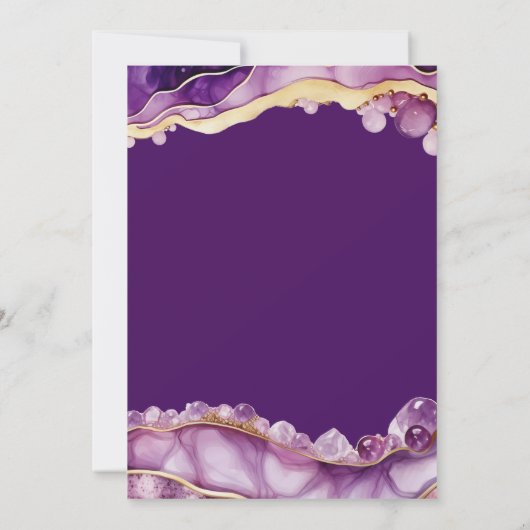 Paarse gouden marmeren 60e verjaardag uitnodiging (Achterkant)