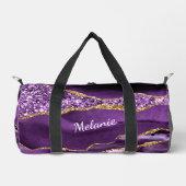 Paarse Gouden Marmeren Aangepaste Jouw naam Plunjezak (Voorkant)