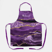 Paarse Gouden Marmeren Aangepaste Jouw naam Schort (Voorkant)