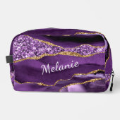 Paarse Gouden Marmeren Aangepaste Jouw naam Toilettasje (Voorkant)