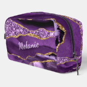 Paarse Gouden Marmeren Aangepaste Jouw naam Toilettasje (Rechterhoek)
