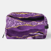 Paarse Gouden Marmeren Aangepaste Jouw naam Toilettasje (Achterkant)
