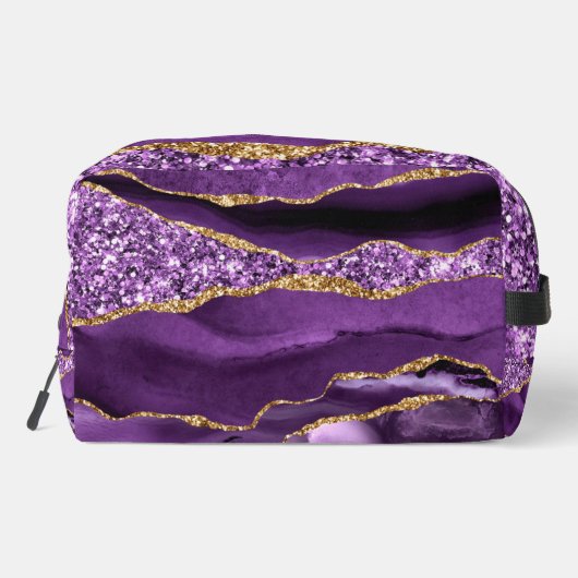 Paarse Gouden Marmeren Aangepaste Jouw naam Toilettasje (Achterkant)