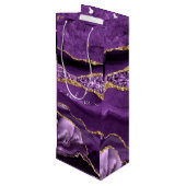 Paarse Gouden Marmeren Aangepaste Jouw naam Wijn G Wijn Cadeautas (Achterkant Gekanteld)