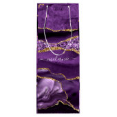 Paarse Gouden Marmeren Aangepaste Jouw naam Wijn G Wijn Cadeautas (Achterkant)