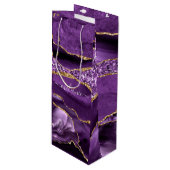 Paarse Gouden Marmeren Aangepaste Jouw naam Wijn G Wijn Cadeautas (Voorkant Gekanteld)